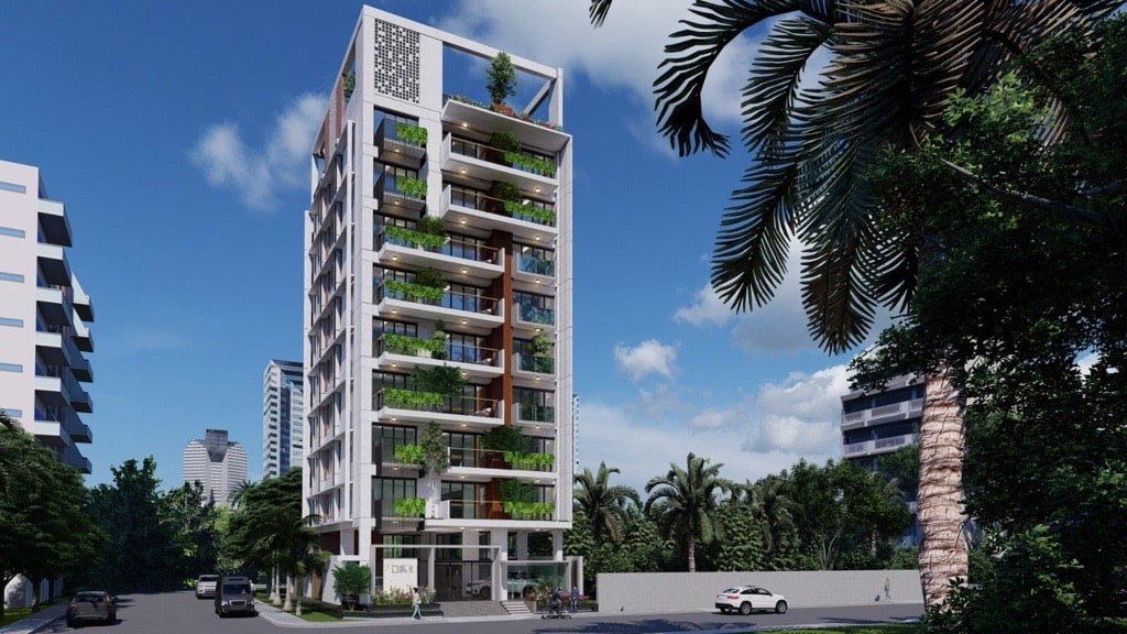 Street-level render of Jolshiri Residence 01 in daylight